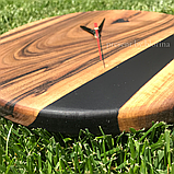 Настінний годинник з дерева та епоксидної смоли, фото 2