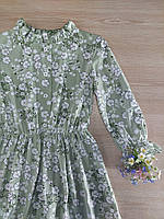 Літнє плаття "Романтик" оливка 122.128.134.140 рукав три чверті