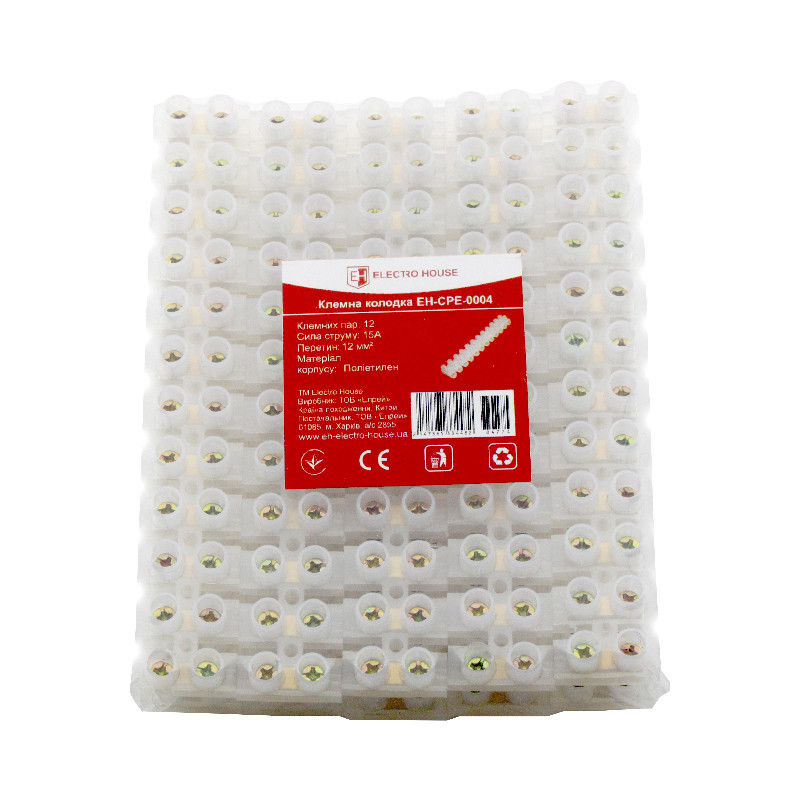 Клемна колодка 16A 12mm2 Поліетилен гвинтовий затискач, фото 1