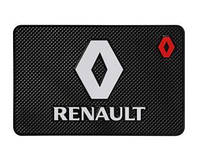 Противоскользящий силиконовый коврик на торпеду авто с логотипом "Renault"