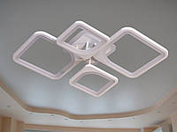 Потолочная белая люстра для невысоких потолков с подсветкой, 85W на 12 м2 8060-2+2WH-LS