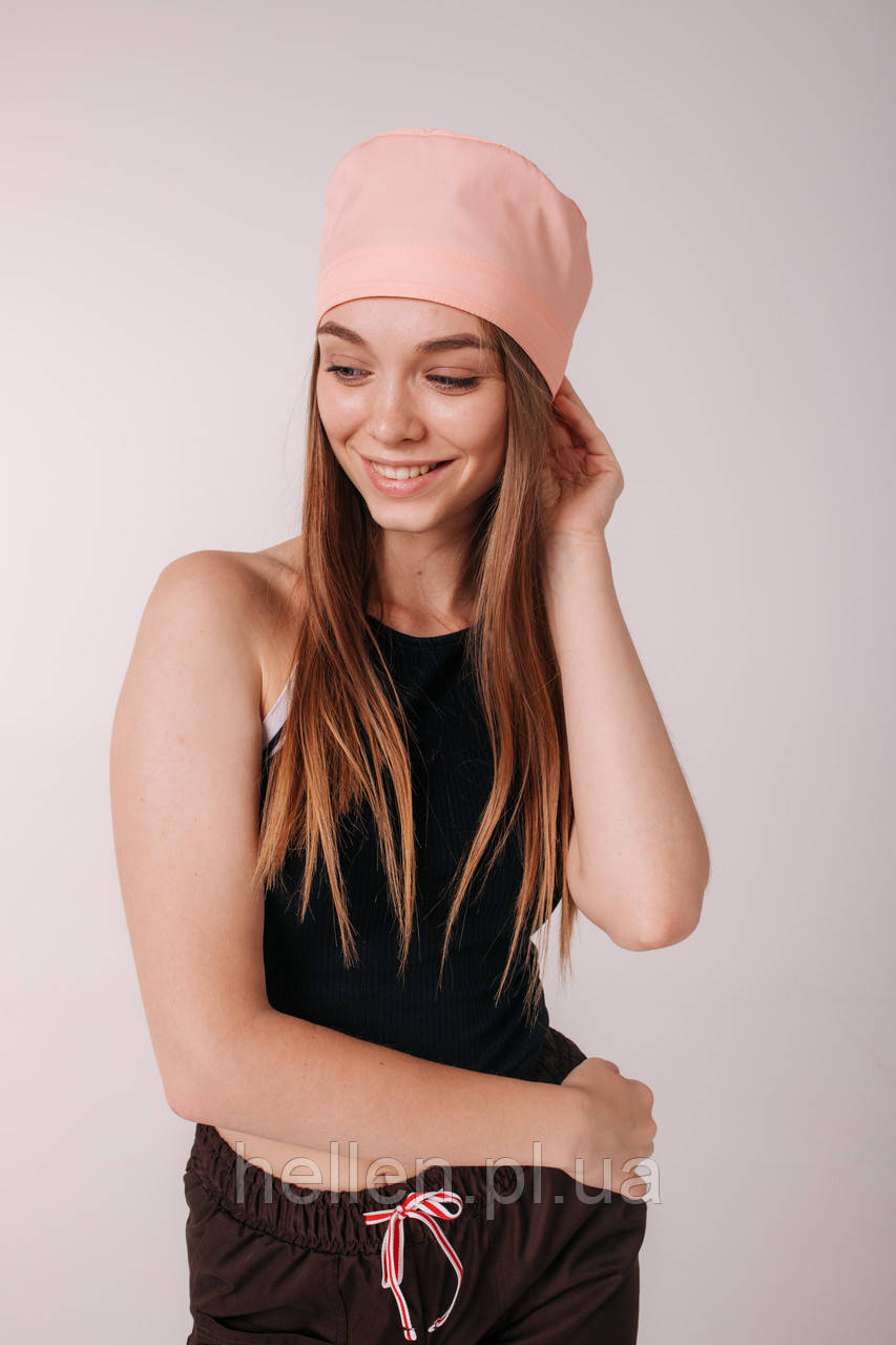 Медична шапочка однотонна коралова