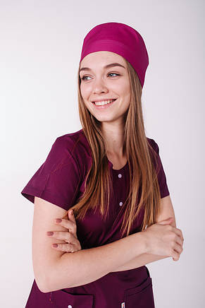 Медична шапочка однотонна фуксія, фото 3