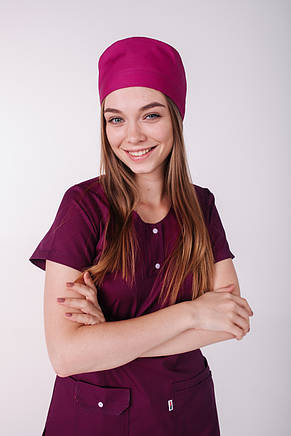 Медична шапочка однотонна фуксія, фото 1