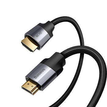 Кабель HDMI - HDMI v2.0 4K HD 60Гц Baseus з позолоченими коннекторами Enjoyment Series 1м (чорний)