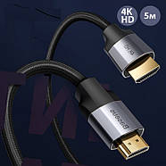 Кабель HDMI - HDMI v2.0 4K HD 60Гц Baseus з позолоченими коннекторами Enjoyment Series 5м (чорний), фото 3