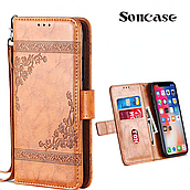 Чохол-книжка Soncase для Xiaomi Redmi Note 5 Pro, коричневий