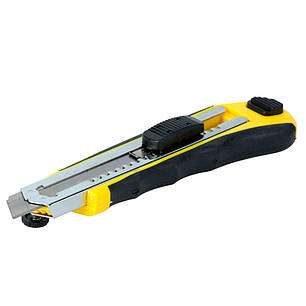 Ніж будівельний (пластик/гума корпус) лезо 8шт 18мм автоматичний замок SIGMA (8211121), фото 2