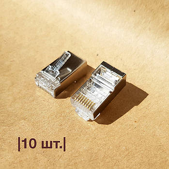 Конектори RJ45 Ethernet UGREEN 8P8C екрановані для Cat5, 5.1, 5e, 6 до 1.1мм (10шт.) NW111
