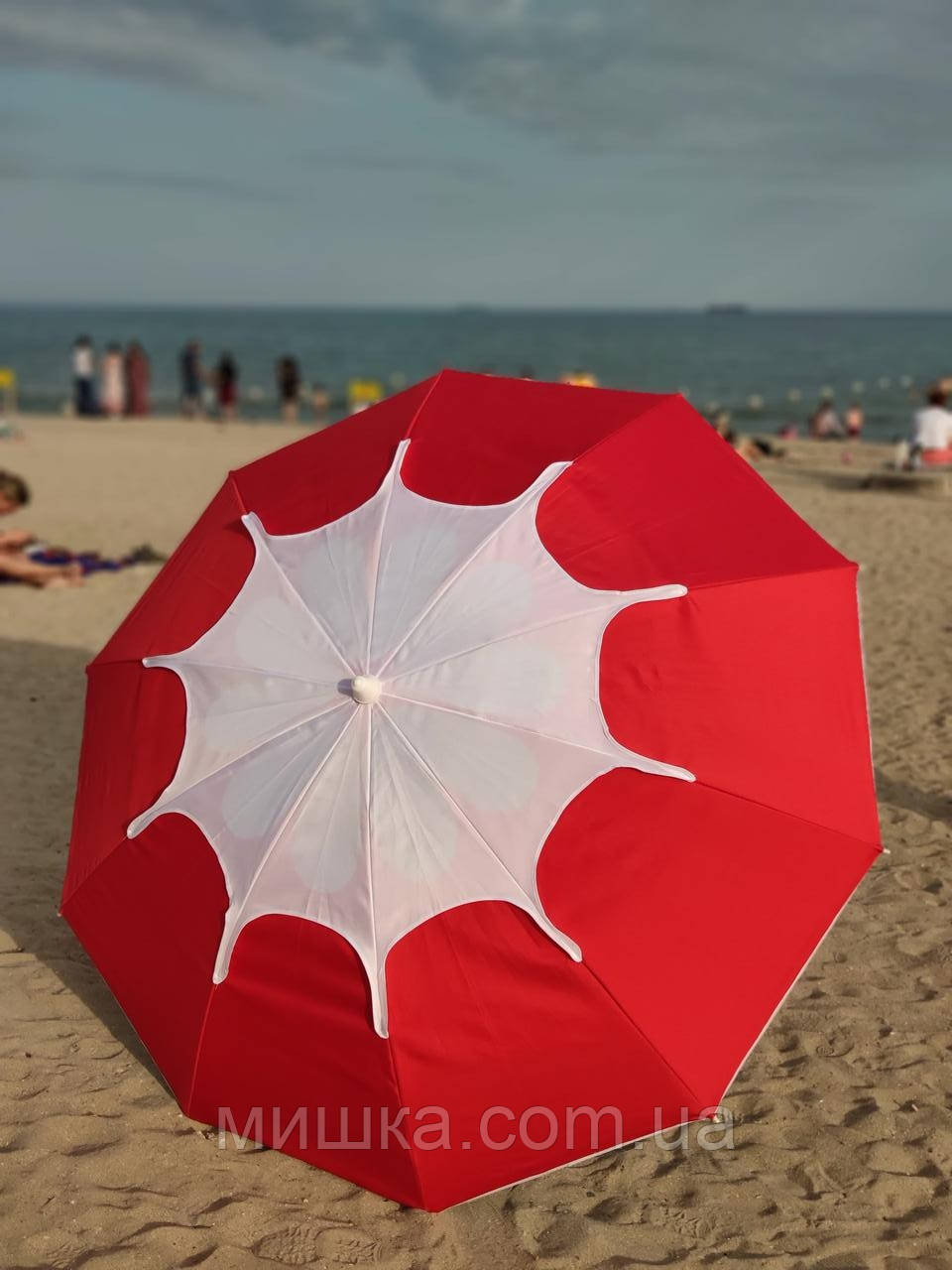 Пляжний зонт 2,0 м з повітряним клапаном, чохол, щільна тканина, червоний, фото 1