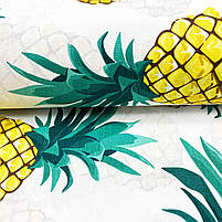 Турецька бавовняна тканина ранфорс "Ананаси на білому" 240см, фото 3