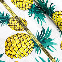 Турецька бавовняна тканина ранфорс "Ананаси на білому" 240см, фото 2