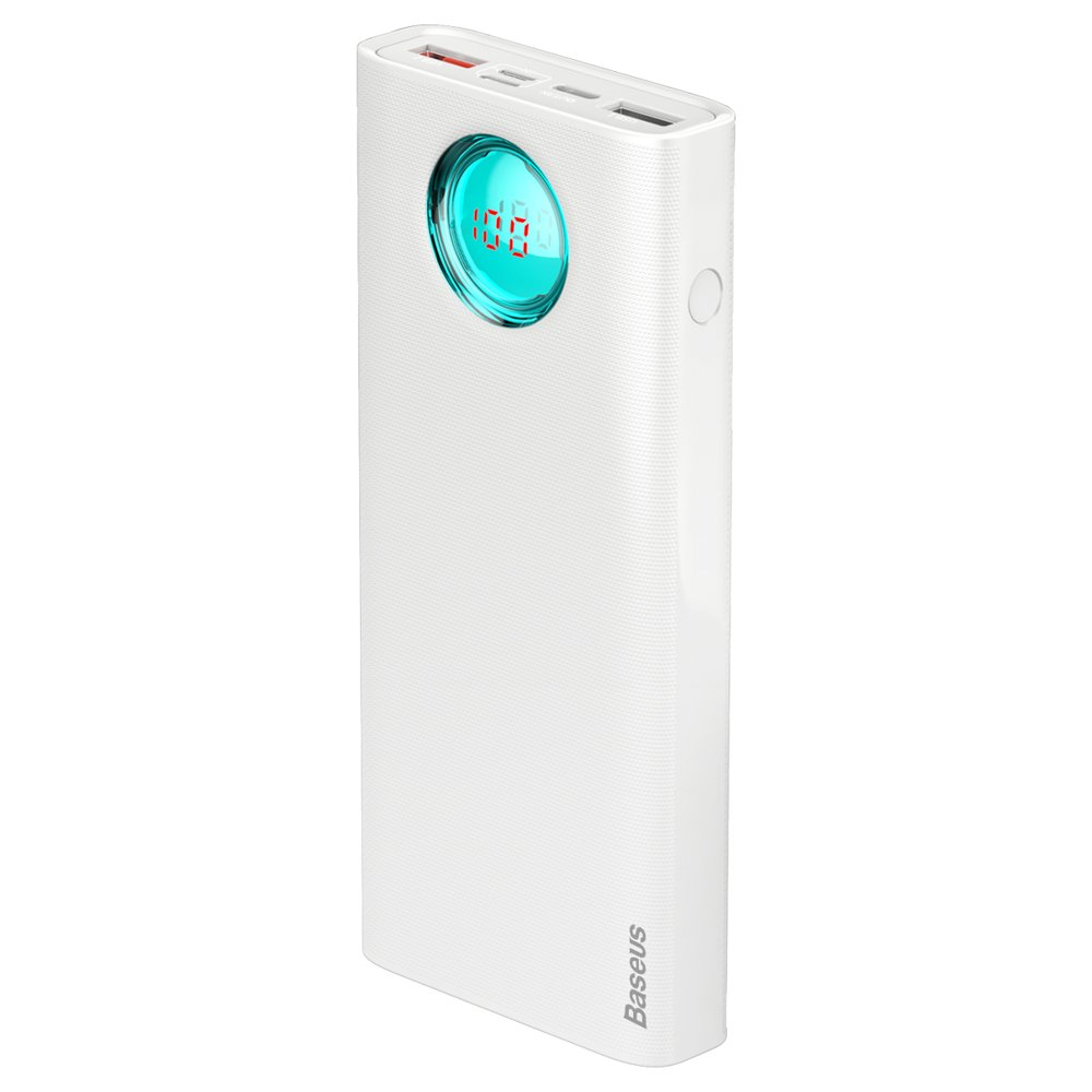 Повербанк BASEUS Amblight Quick with Display 20000mAh | 2USB / Type-C / Lightning, PD3.0 / QC3.0, 3A / 18W | Білий