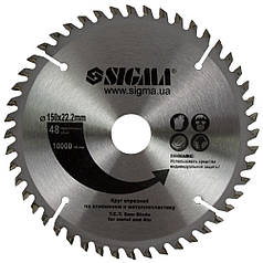 Круг відрізний по алюмінію 150×2.2×22.2 мм, кол. зуб. 48шт. SIGMA (1942351)