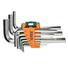 Ключі шестигранні 9шт 1.5-10мм CrV (короткі) GRAD (4022075)