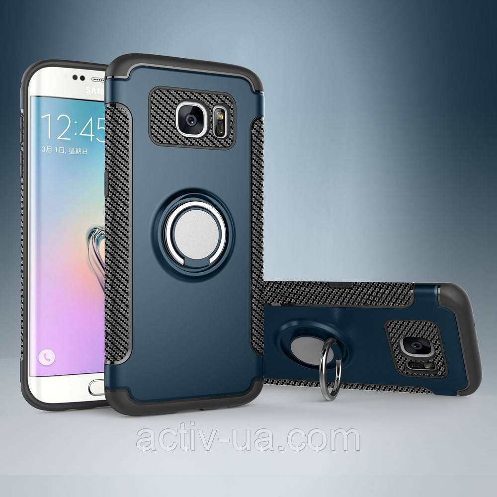 Захисний чохол із кільцем для Samsung Galaxy S7, темно-синій