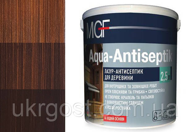 Лазур для дерева MGF Aqua-Antiseptik Горіх шовковистий глянець 0,75 л, фото 1