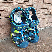 Босоніжки для хлопчика з прогумованим носком, сині "Sport"