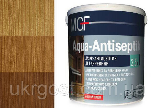 Лазур для дерева MGF Aqua-Antiseptik Дуб шовковистий глянець 10 л, фото 1