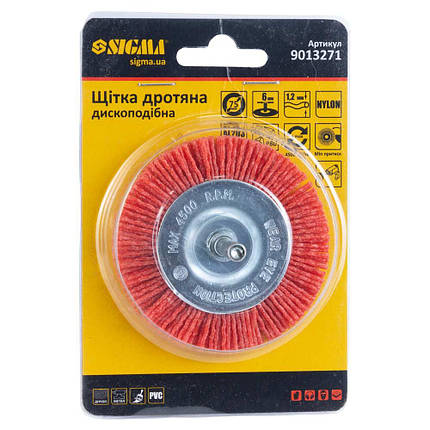 Щітка дротяна дископодібна Ø75мм хвостовик О6мм (нейлонова) SIGMA (9013271), фото 3