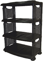 Полиця для взуття 4 ярусна ротанг (чорна), 48х73х33 см, R-Plastic