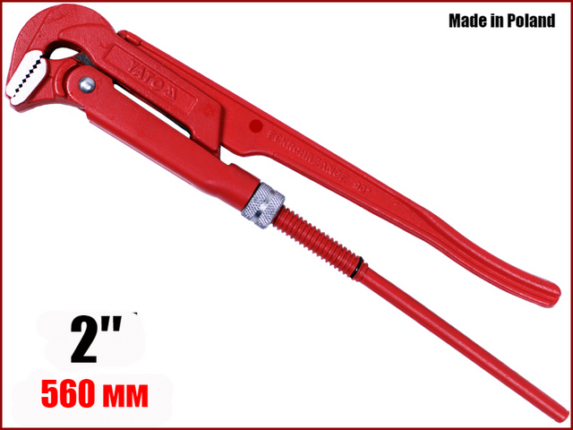 Ключ трубний важільний суцільнокований 90° 2" Yato YT-2212