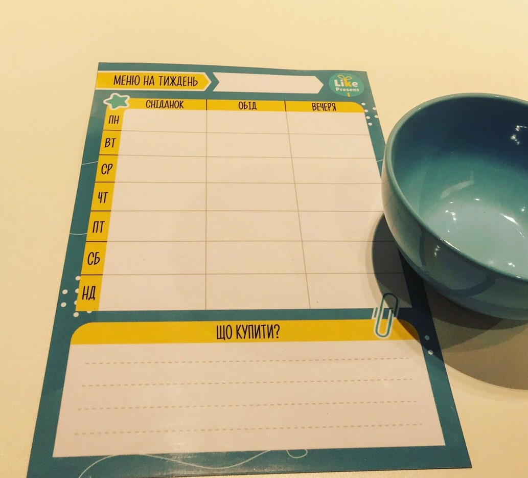 Магнітний планер А4 на холодильник Меню Зелений з маркером багаторазовий, фото 1