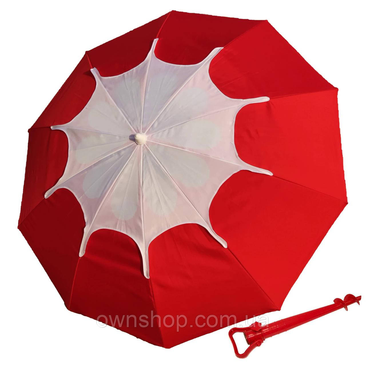 Пляжний зонт 2,0 м з повітряним клапаном, чохол, щільна тканина + БУР у подарунок!