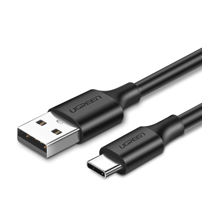 Короткий кабель USB Type-C 3A QC3.0 для швидкої зарядки шнур юсб тайп-с Ugreen 25см (чорний)