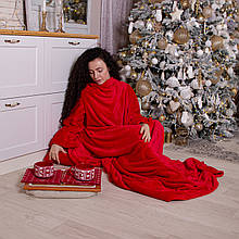 Рукоплід. Плед із рукавами Плюшева махра. Колір червоний 200*150 см, Рукоплід. Плед із рукавами. Плюшева махра. Колір червоний 200*150 см