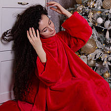 Рукоплід. Плед із рукавами Плюшева махра. Колір червоний 200*150 см, Рукоплід. Плед із рукавами. Плюшева махра. Колір червоний 200*150 см, фото 2