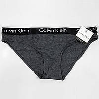 Женские трусики (слипы) Calvin Klein коллекция Motive Cotton Lightly Lined, цвет черный Темно-серый, S