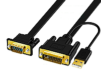 Кабель конвертер DVI-D 24+1 на VGA JH Deluxe 2 м адаптер перехідник активний процесор Z133G, фото 3