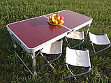 Стіл туристичний складаний посилений з 4 стільцями Алюмінієвий стіл і стільці для пікніка, кемпінгу та риболовлі, фото 7