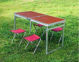 Стіл туристичний складаний посилений із 4 стільцями Алюмінієвий стіл і стільці для пікніка, кемпінгу та риболовлі, фото 10
