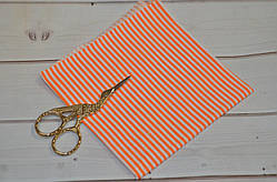 Декоративна тканина для рукоділля жовтогаряча в смужку 25х25 см