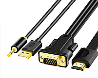 Кабель конвертер VGA на HDMI JH Z140 3m адаптер перехідник активний процесор, фото 3