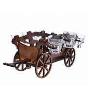 Набір для бару Телега з чарками 34х24х16 см 148420 дерево