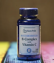 Комплекс вітамінів групи Б і С Puritan's Pride B-Complex with Vitamin C 100 таб, фото 3