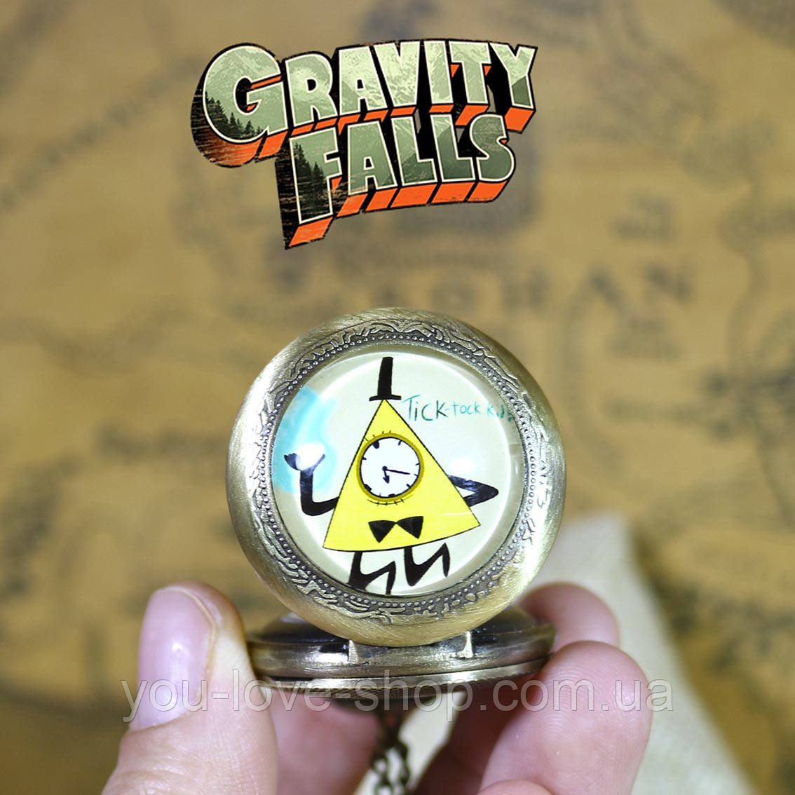 Кишеньковий годинник Білл Шифр Гравити Фолз / Gravity Falls на цепочці Бронза