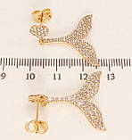 Сережки Xuping QQMM Позолота 18K пусети "Рибий хвіст інкрустація цирконієм", фото 3