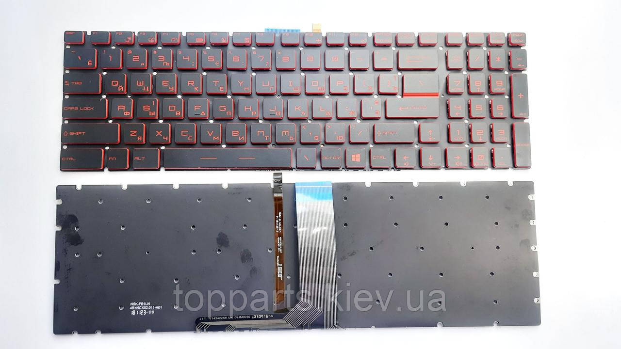 Клавіатура для ноутбуків MSI GE62, GE72, GS60, GS70, GT72 чорна (червоні) без рамки з підсвіткою UA/RU/US