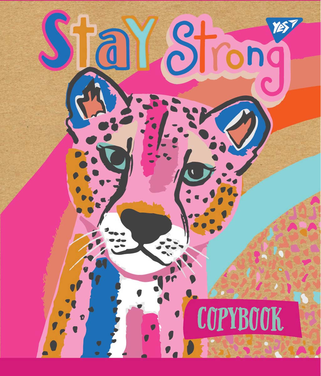 Зошит для записів А5/12 кл. YES "Rainbow animal" крафт, белила, фото 1