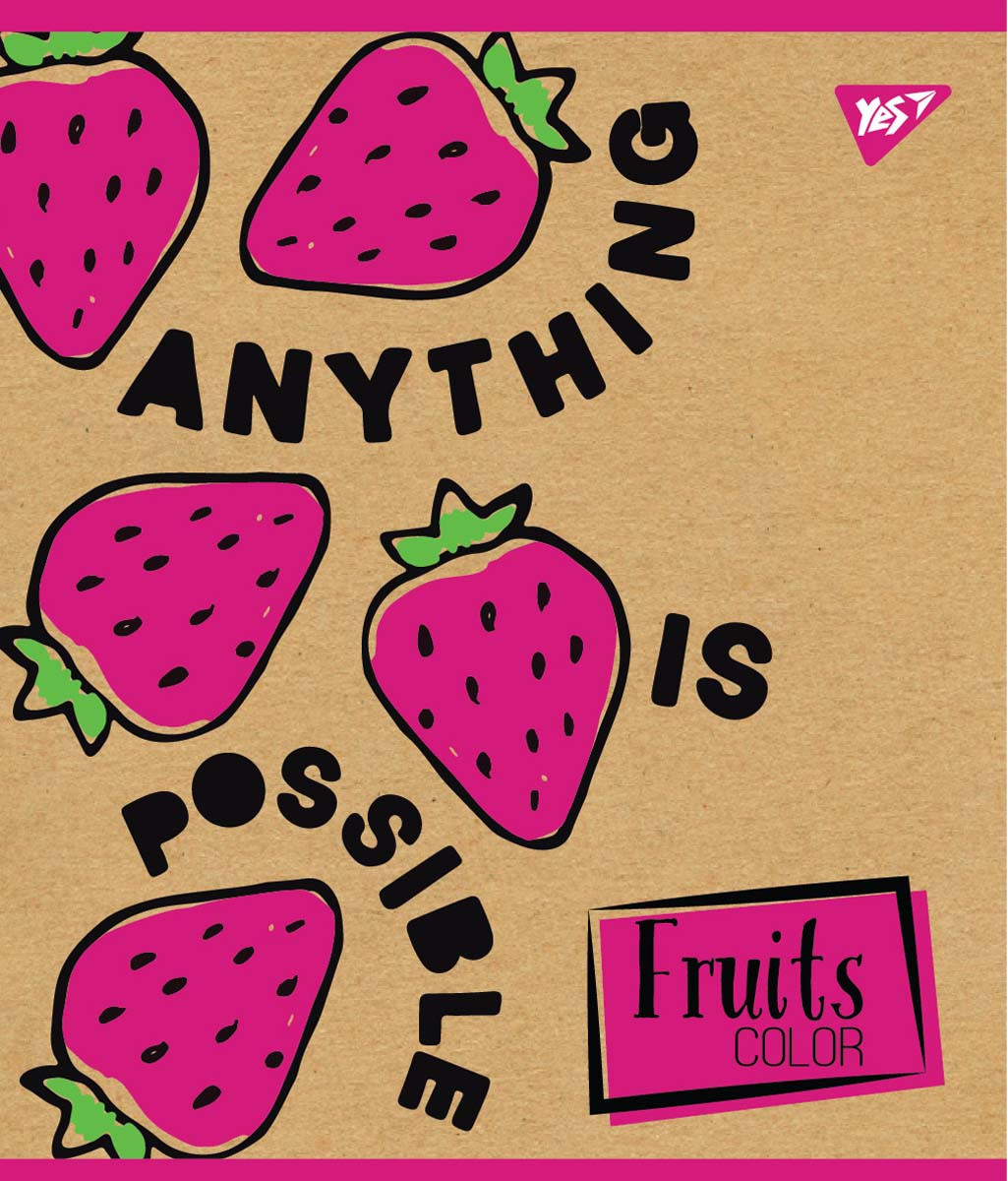 Набір шкільних зошитів  12 аркушів лінія YES Fruits Color Крафт 10 штук, фото 1