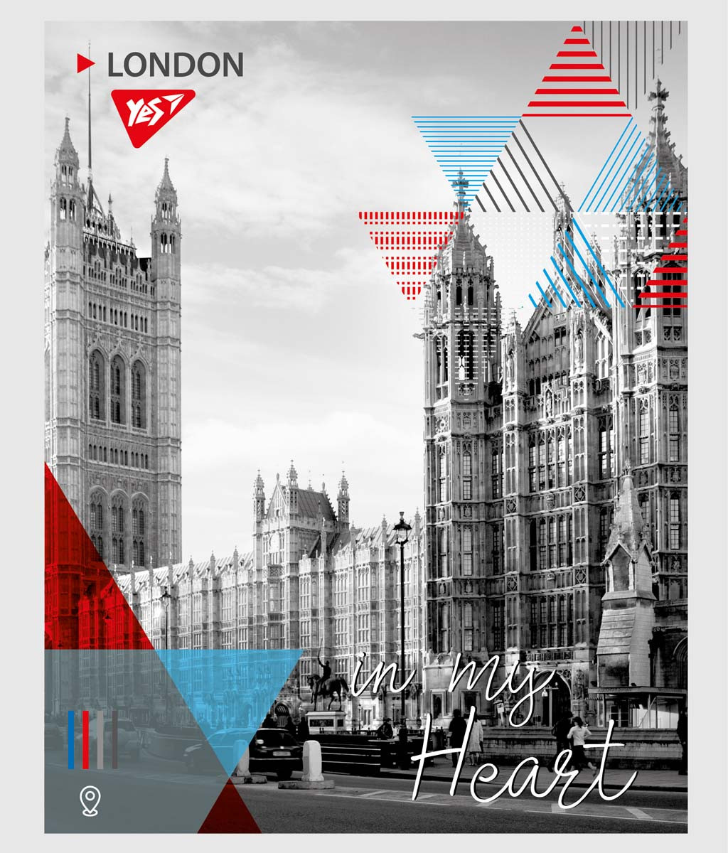 Зошит для записів А5/48 кл. YES "City of your heart" виб. гнучк.лак., фото 1