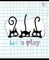 Зошит для записів А5/18 кл. YES "Playful kitties" софттач + фольга срібло голограф