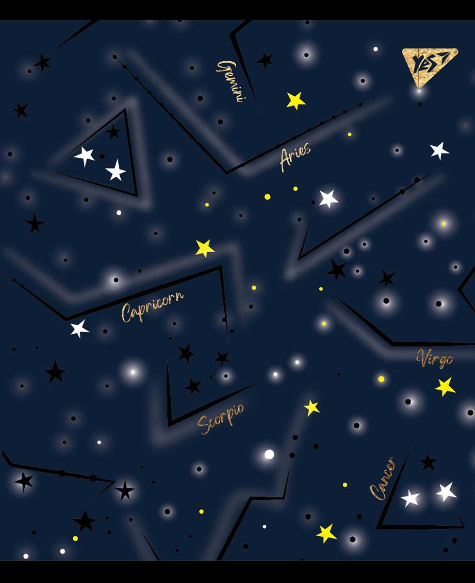 Зошит для записів А5/24 кл. YES "Cosmic system" фольга золото + софттач + УФ-виб., фото 1