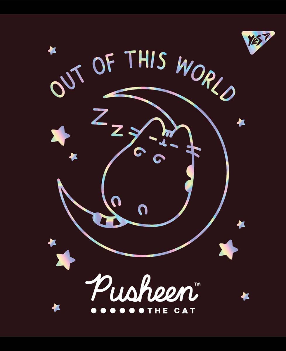 Зошит для записів А5/24 кл. YES "Pusheen fabulous" софттач + фольга срібло голограф, фото 1