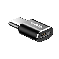 Перехідник адаптер OTG USB Type-C на MicroUSB для телефону ноутбука планшета ОТГ Baseus (чорний)