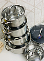 Набір кухонного посуду із нержавіючої сталі 12 предметів Edenberg EB-4001 5-Шарове Важке Дно, фото 3